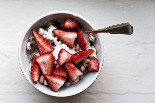 Yogurt With Cereal And Strawberries